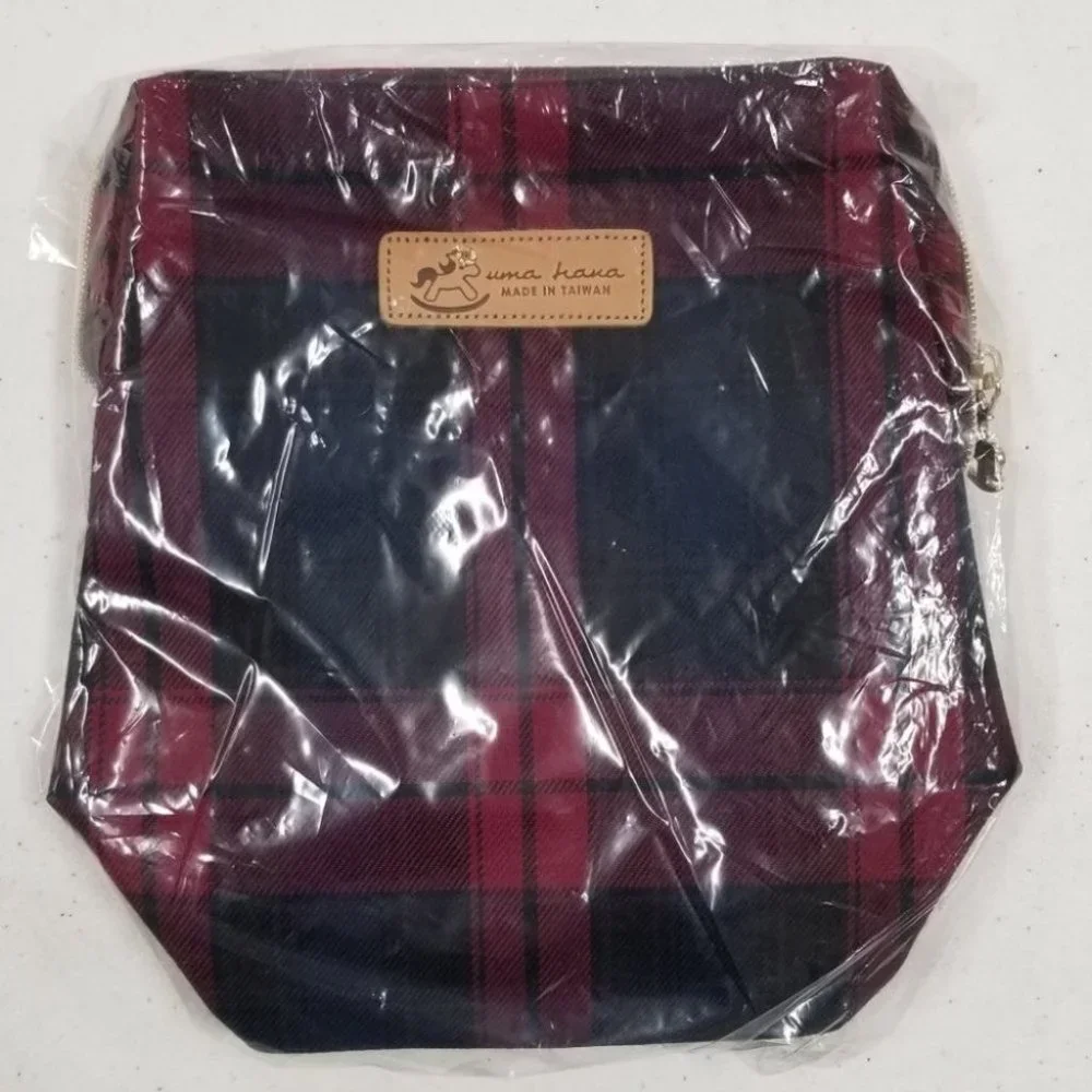 Waterproof Plaid Large Opening Makeup Cosmetic Bag - Picture 8 of 14